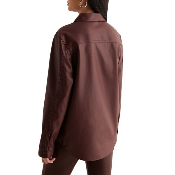 Express Faux Leather Drop Shoulder Oversized Shacket - Picture 2 of 9